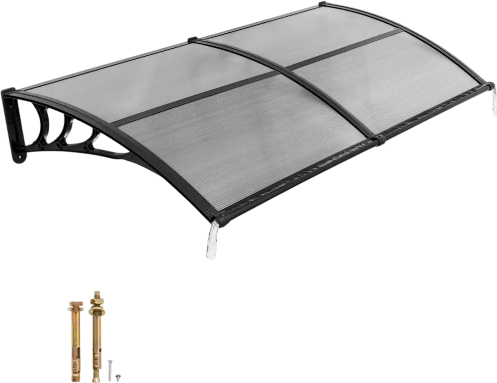 VEVOR Awnings for Door Entrance, 38 x 78 in, Exterior Front Door Window Awnings with Drainage & ABS Bracket, Rain Snow Sun Protection, Overhang Polycarbonate Door Canopy for Porch Patio, Smoky Gray