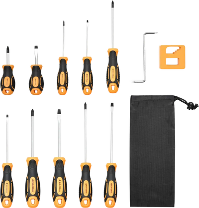 VEVOR Screwdriver Set, 12-Piece Hand Tools Set with Magnetic Tips, Includes 5 Phillips and 5 Flat Head Bits, Z-Type Bit, Professional Repair Tool Kit for Sockets, Furniture, Home Appliances, Bicycles