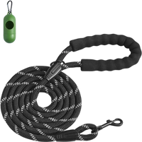 VEVOR Rope Dog Leash, 6ft Heavy Duty Dog Leash with Comfortable Padded Handle, Strong Nylon Thick Leash with Reflective Threads, Dog walking and Training Leash, for Medium Large Dogs (1/2 in, Black)