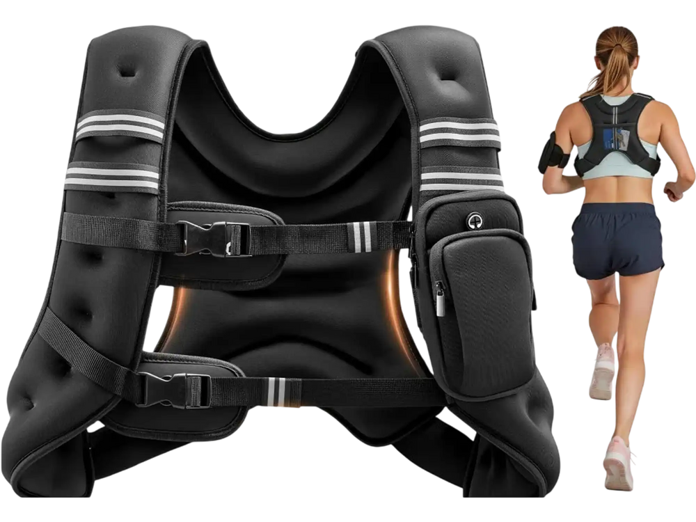 VEVOR Weighted Vest, 25 lbs Body Weight Vest for Men Women, with Reflective Stripe, Adjustable Buckle, Workout Equipment for Strength Training, Running, Jogging, Fitness, Muscle Building, Weight Loss