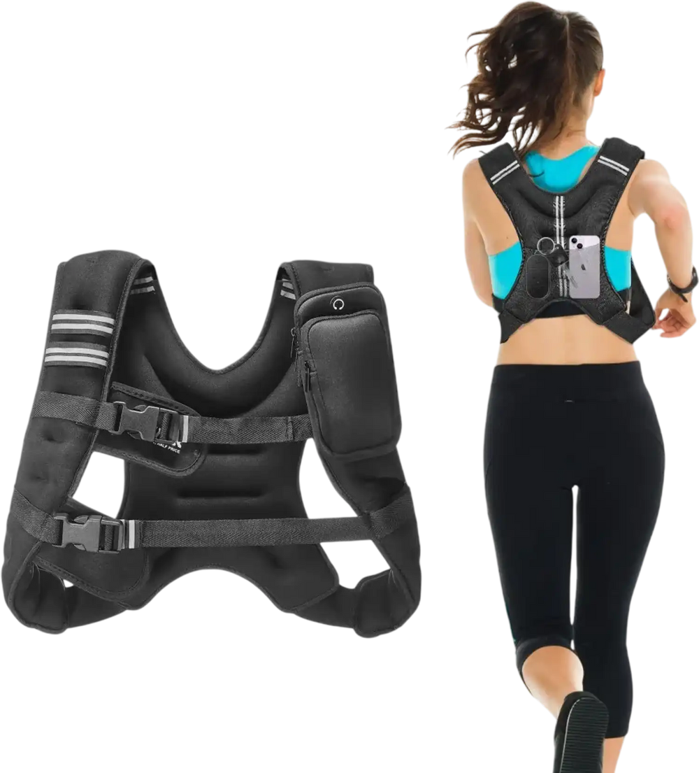 VEVOR Weighted Vest, 12 lbs Weight Vest with Reflective Stripe, Adjustable Buckle Body Weight Vest for Men Women, Workout Equipment for Strength Training, Running, Jogging, Fitness, and Weight Loss