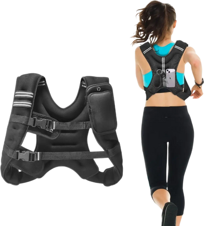 VEVOR Weighted Vest, 12 lbs Weight Vest with Reflective Stripe, Adjustable Buckle Body Weight Vest for Men Women, Workout Equipment for Strength Training, Running, Jogging, Fitness, and Weight Loss