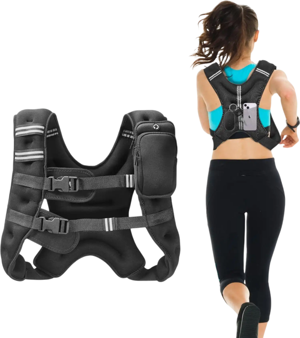 VEVOR Weighted Vest, 16 lbs Weight Vest with Reflective Stripe, Adjustable Buckle Body Weight Vest for Men Women, Workout Equipment for Strength Training, Running, Jogging, Fitness, and Weight Loss