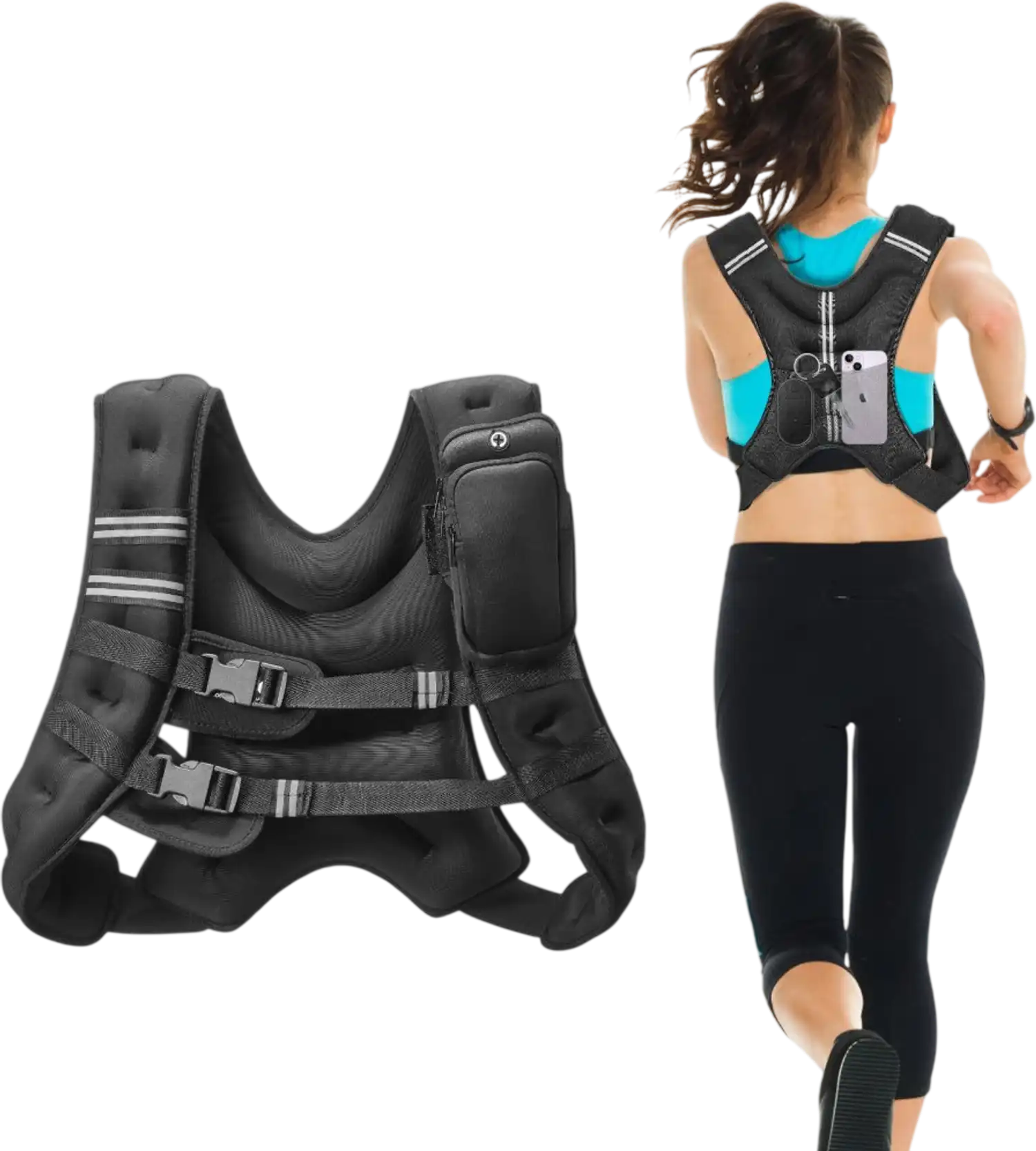 Vevor Weighted Vest 20 lbs Reflective Adjustable Workout Vest New