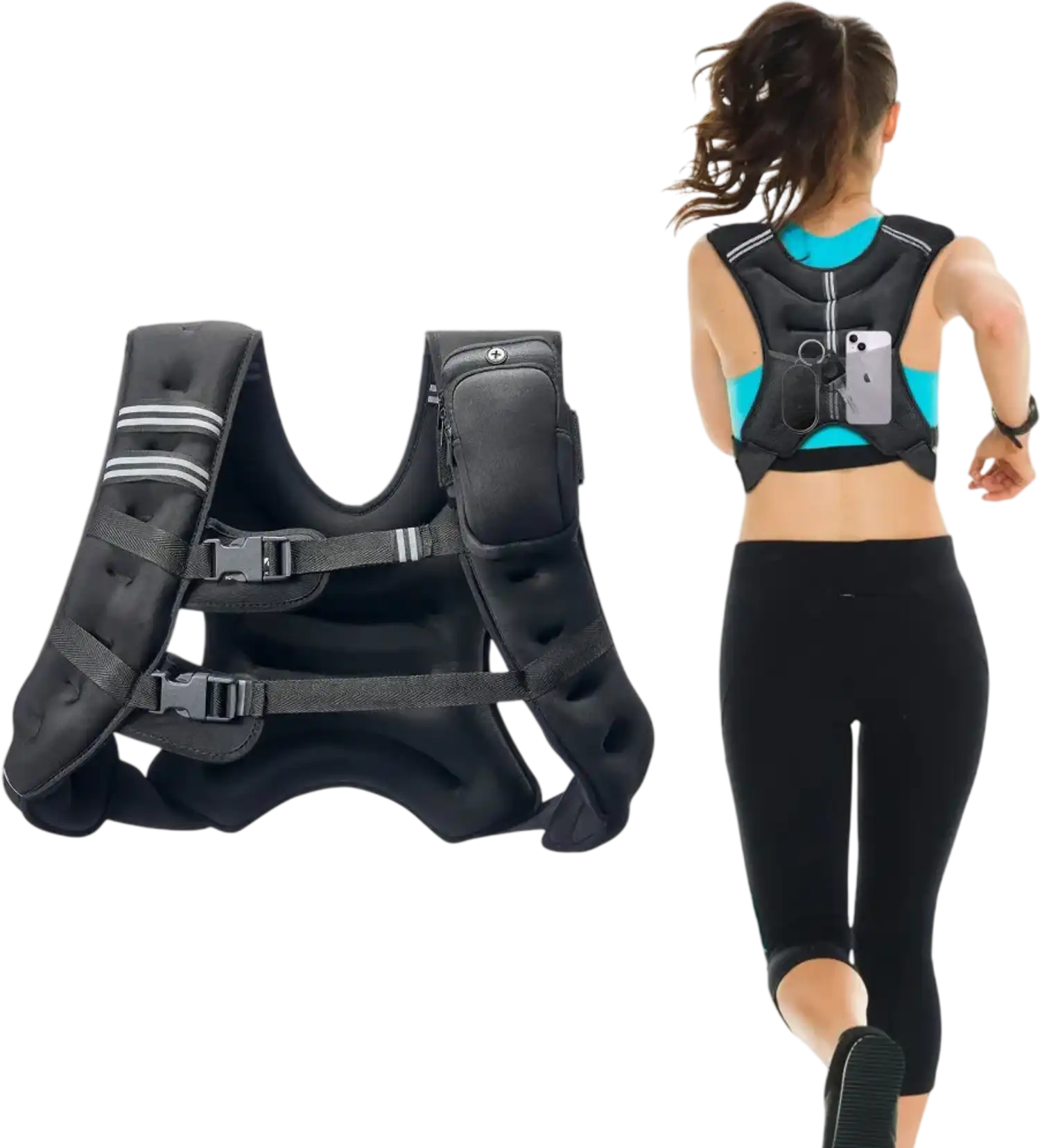 Vevor Weighted Vest 30 lbs Adjustable Buckle Reflective Stripe for Strength Training New