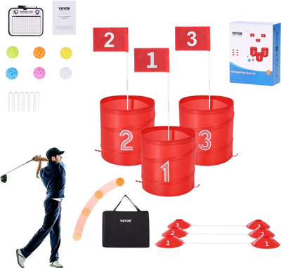 VEVOR Backyard Golf Game, 3 Hole Golf Course, Golf Game Practice Games, Golf Chipping Game for Family, Adults and Kids, Portable Outdoor Yard Golf Game for Lawn, Yard, Camping, Park, Beach