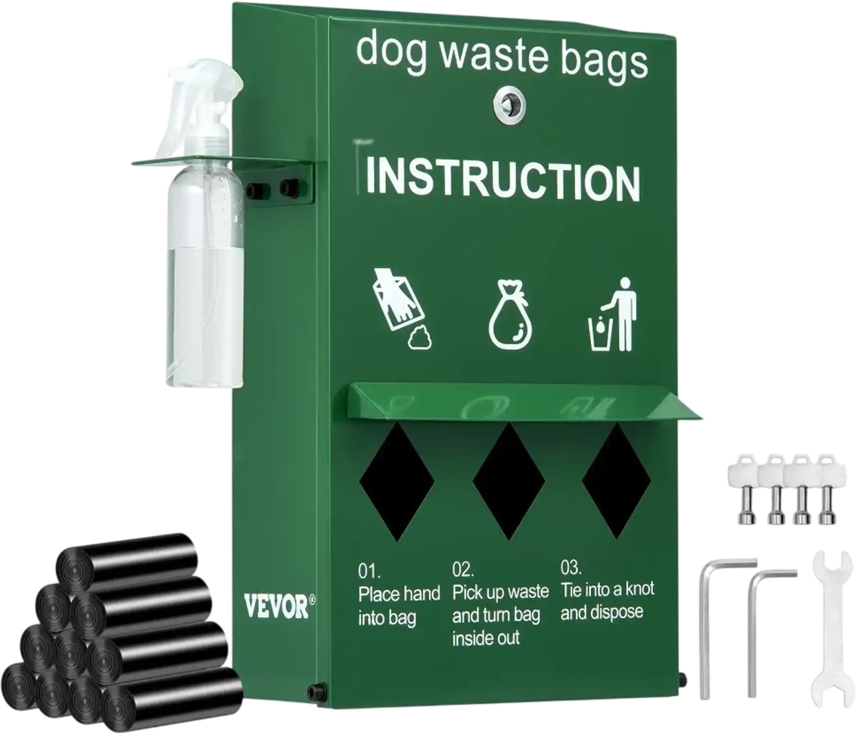 Vevor Dog Waste Station Bag Dispenser Lockable Outdoor Holder with 600 Bags New