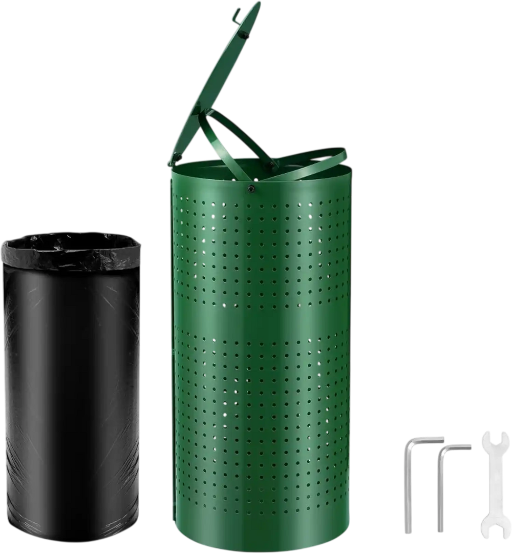 VEVOR Dog Poop Trash Can with 50 Liner Bags, 11.5 Gallons Outdoor Dog Waste Bin with Lid & Liner Clip for Pet Waste Station, Dog Waste Disposal Container for Garden Backyard Park