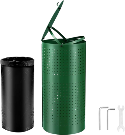 VEVOR Dog Poop Trash Can with 50 Liner Bags, 11.5 Gallons Outdoor Dog Waste Bin with Lid & Liner Clip for Pet Waste Station, Dog Waste Disposal Container for Garden Backyard Park