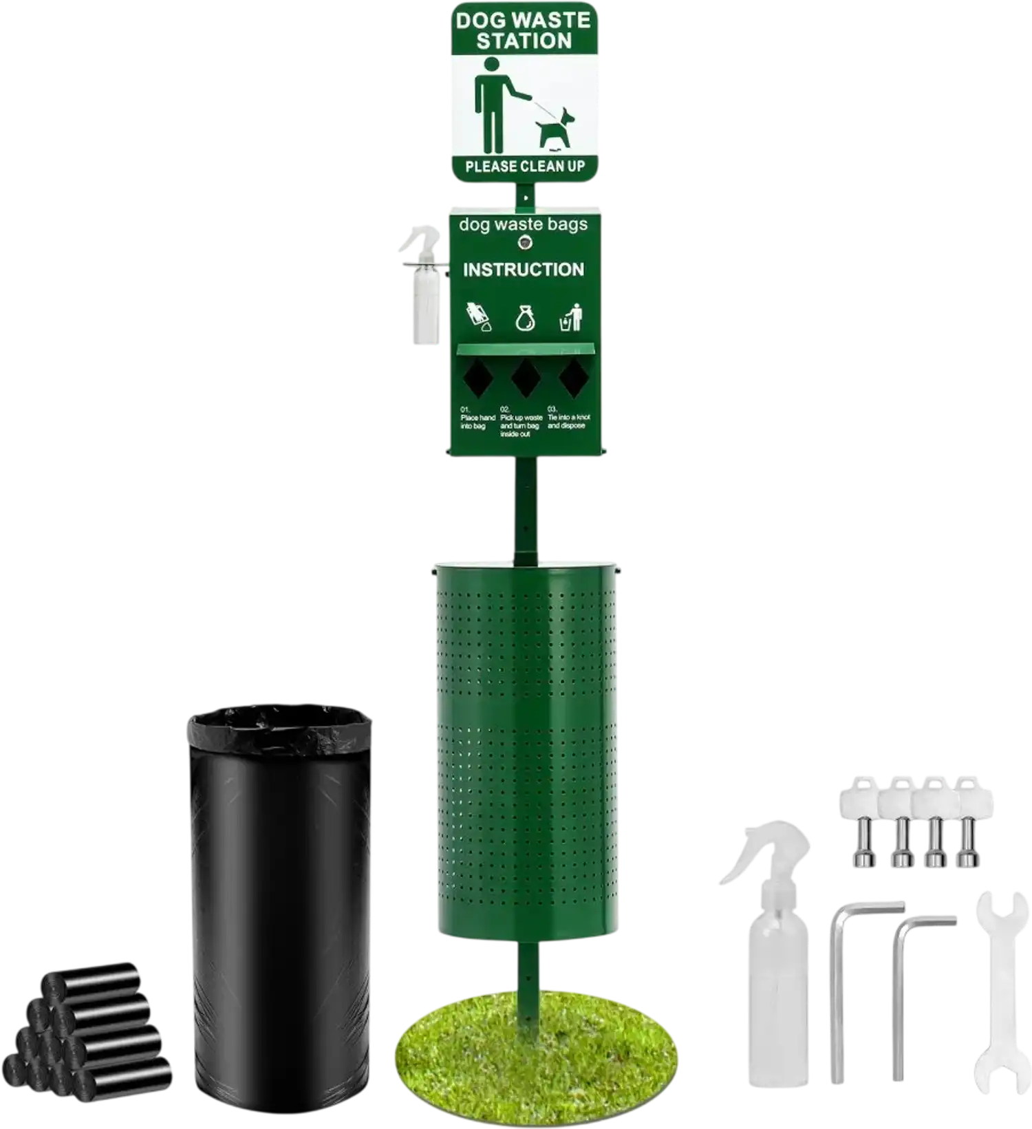 Vevor Dog Waste Station Commercial Outdoor Pet Poop Station with 11.5 Gallon Bin, 600 Bags & Hand Wash Bottle New