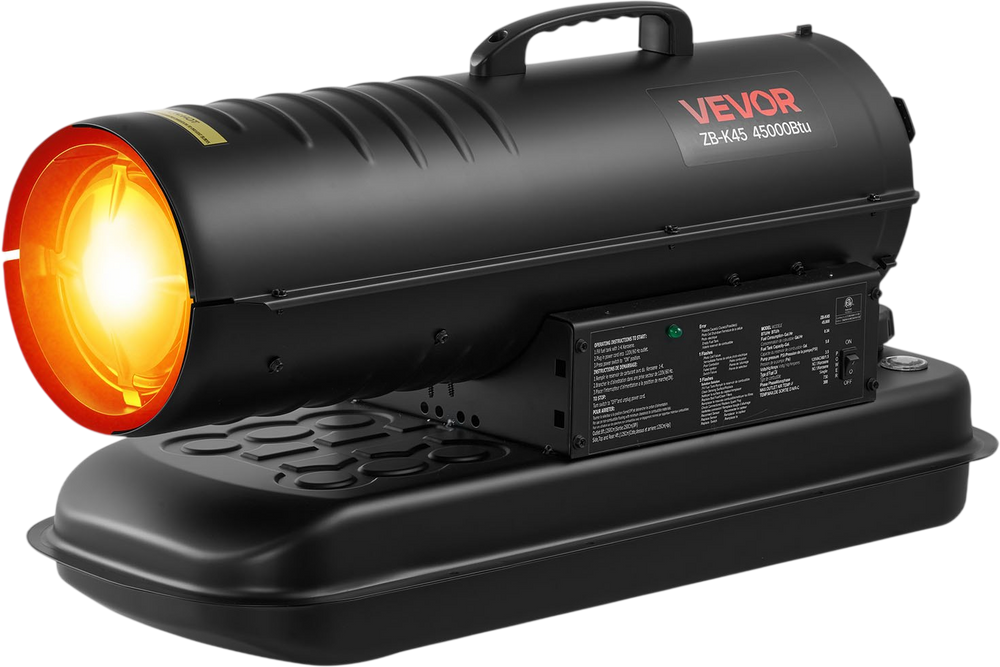 VEVOR 45000 BTU Forced Air Kerosene Diesel Heater, Portable Torpedo Space Heater with Handle, Blower-Type for Jobsite/Garage/Warehouse/Workshop Construction /Outdoor Heating,Black