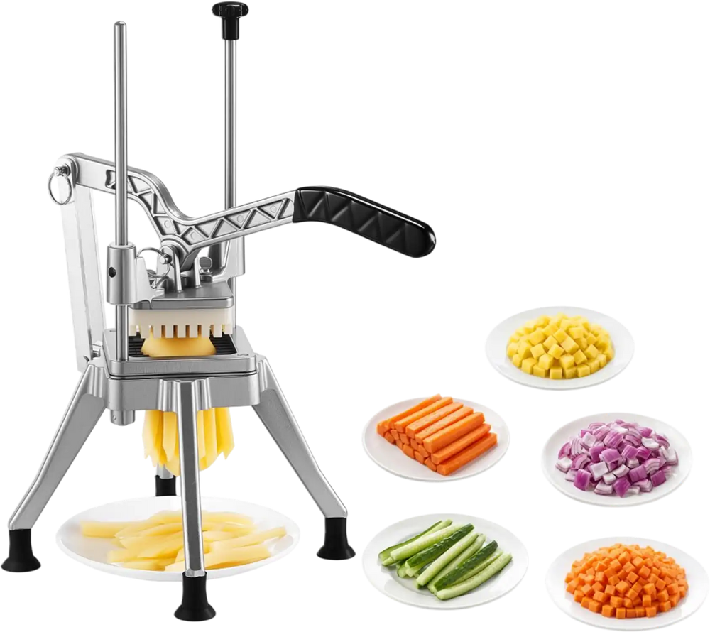 VEVOR French Fry Cutter, 1/2" Blade Commercial Vegetable Chopper, Lever-Action Vegetable Dicer with Ergonomic Handle, Stainless Steel Potato Slicer for Thick Cut Fries, Onion, Carrots, Bell Pepper