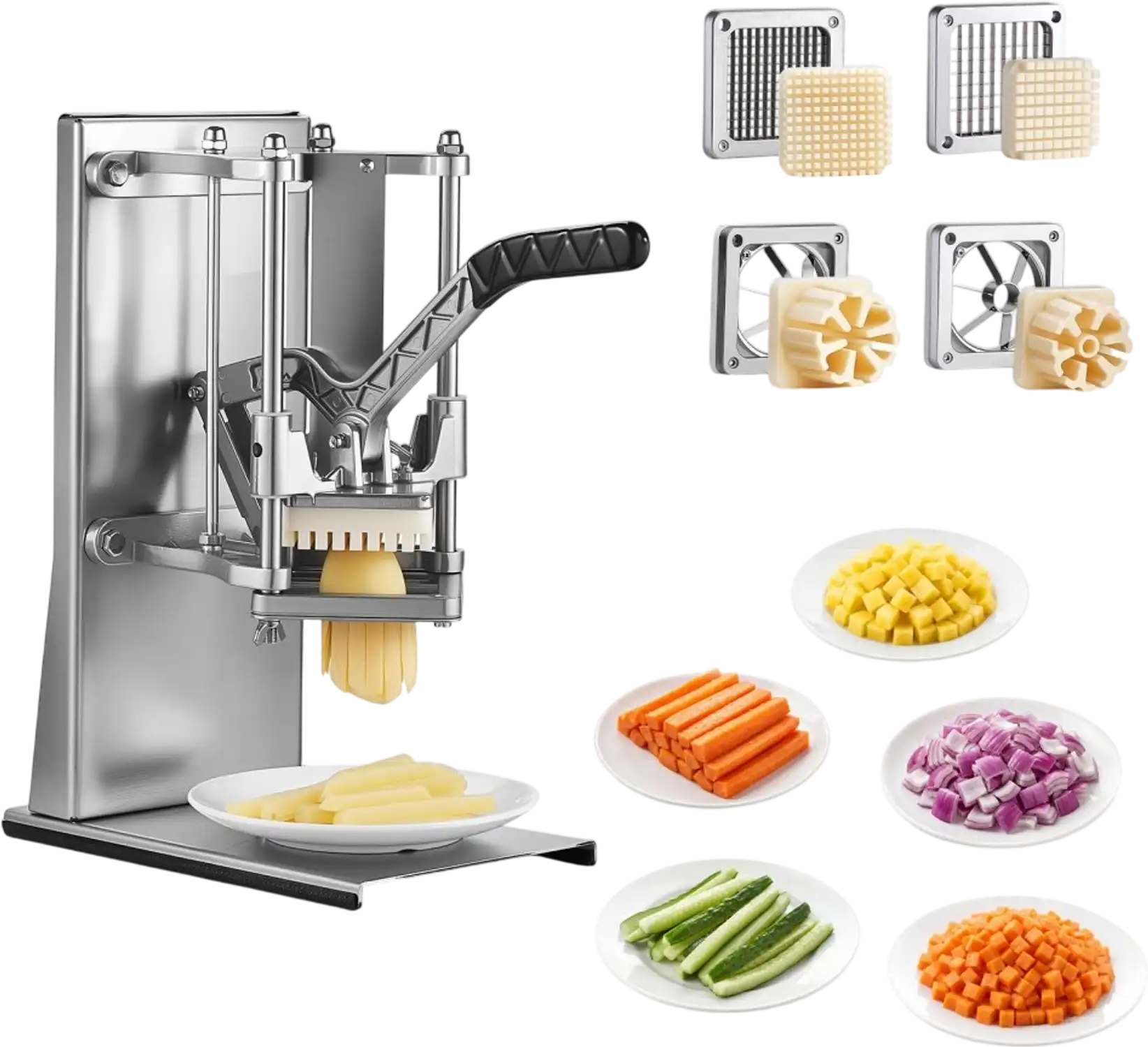 Vevor French Fry Cutter Commercial Vegetable Chopper Wall Mount Stainless Steel 4-Blade New