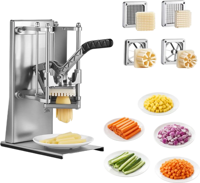 Vevor French Fry Cutter Commercial Vegetable Chopper Wall Mount Stainless Steel 4-Blade New