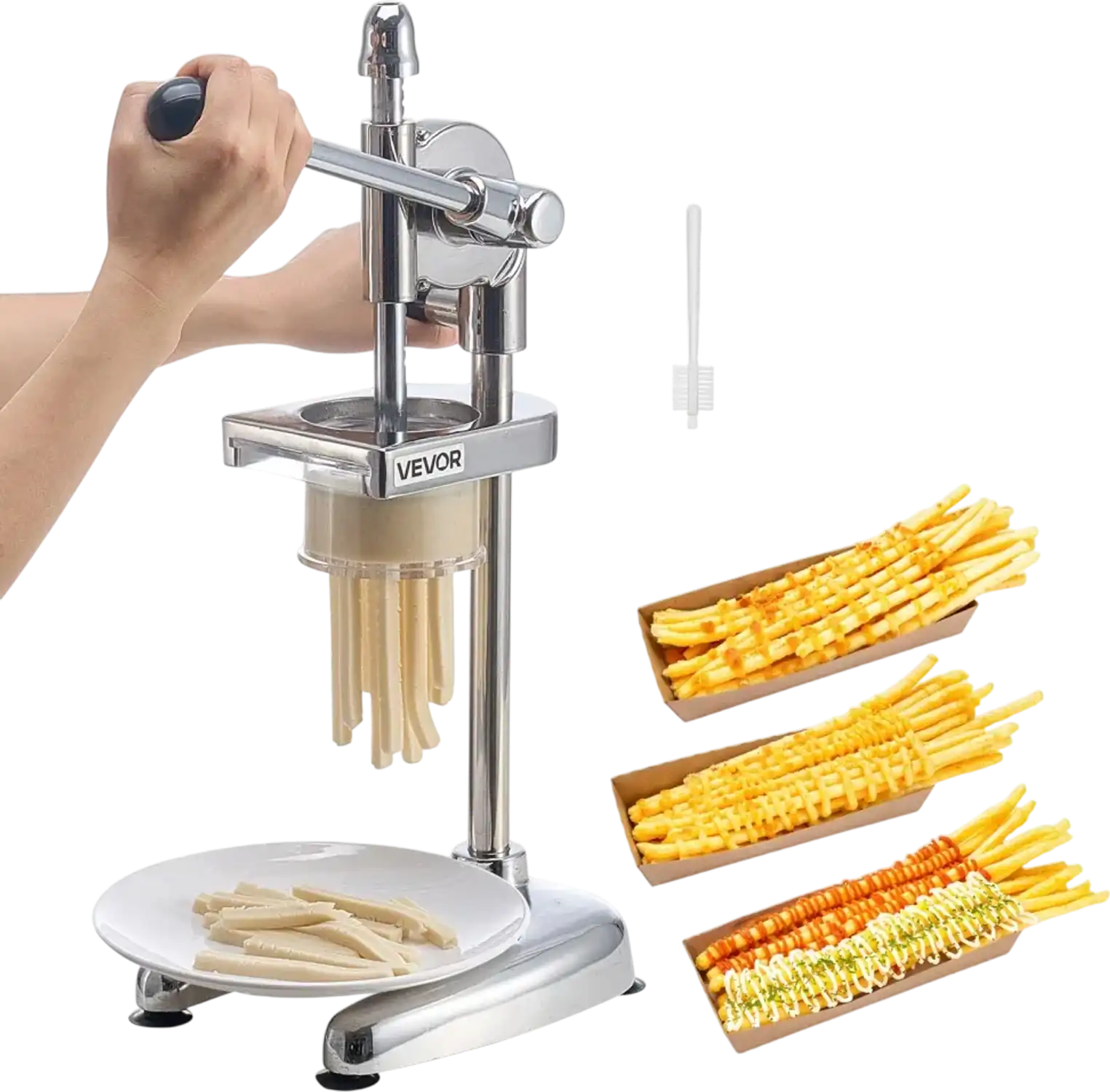 Vevor French Fry Cutter Commercial Stainless Steel Potato Strips Squeezer with Pull-Out Extruder New