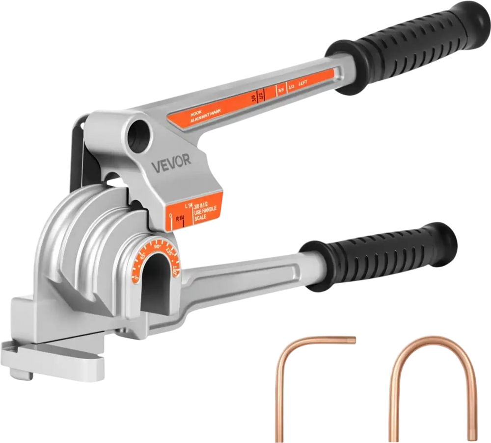 VEVOR Pipe Tube Bender, 1/4", 3/8", 1/2" (12.7mm) OD, 3 in 1 Manual Level Tube Bender, 180° Copper Aluminum Pipes Bending Tool for Automotive Repair, HVAC Air Conditioning