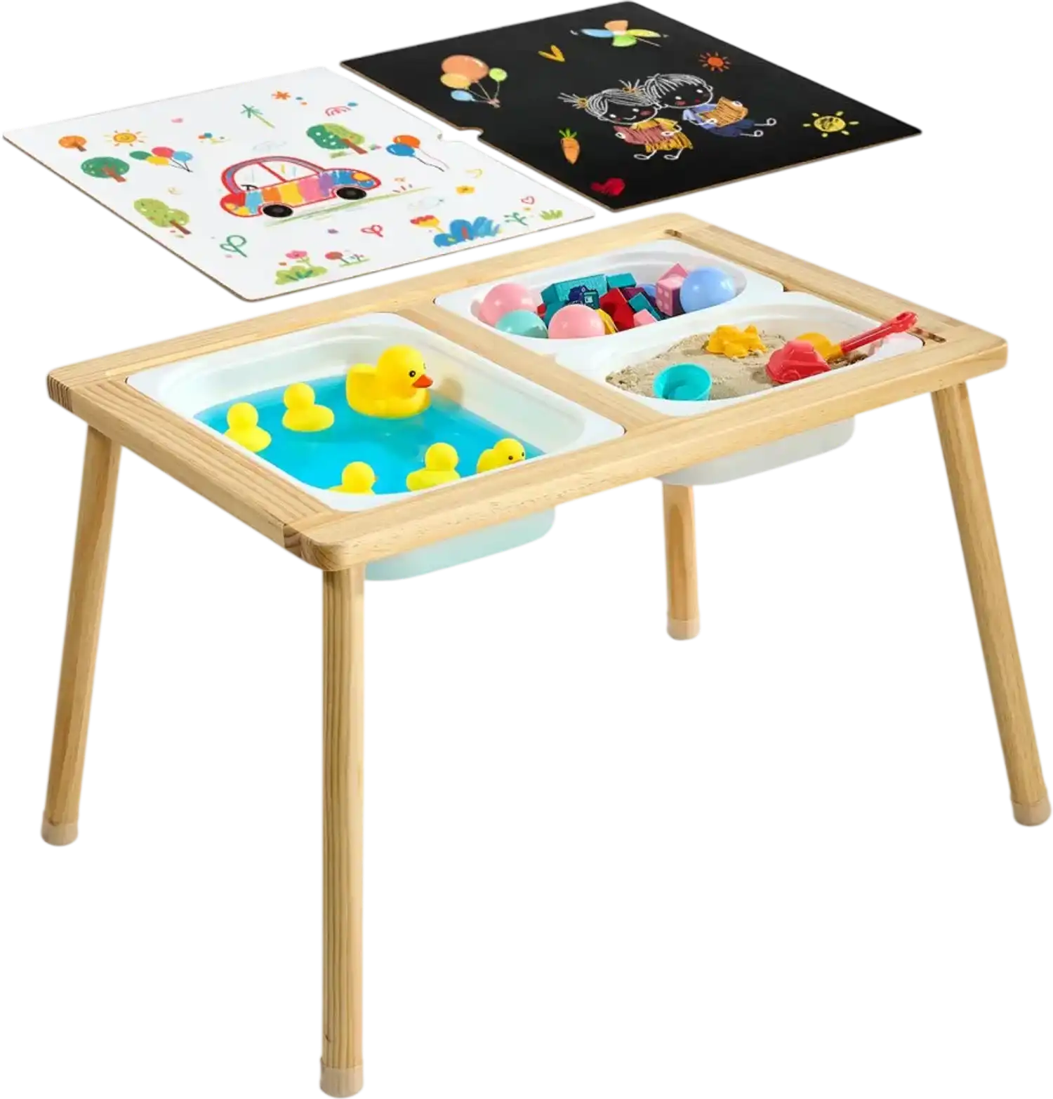 Vevor Sensory Table Toddler Activity Table with Reversible Double-Sided Board and Storage Bins New
