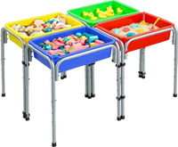 VEVOR Sensory Table for Toddlers, Kids 4-Station Sand and Water Adjustable Play Table with Detachable Storage Bins and Non-Slip Feet, Carbon Steel Frame, Rounded Corners, for Boys and Girls Exploring