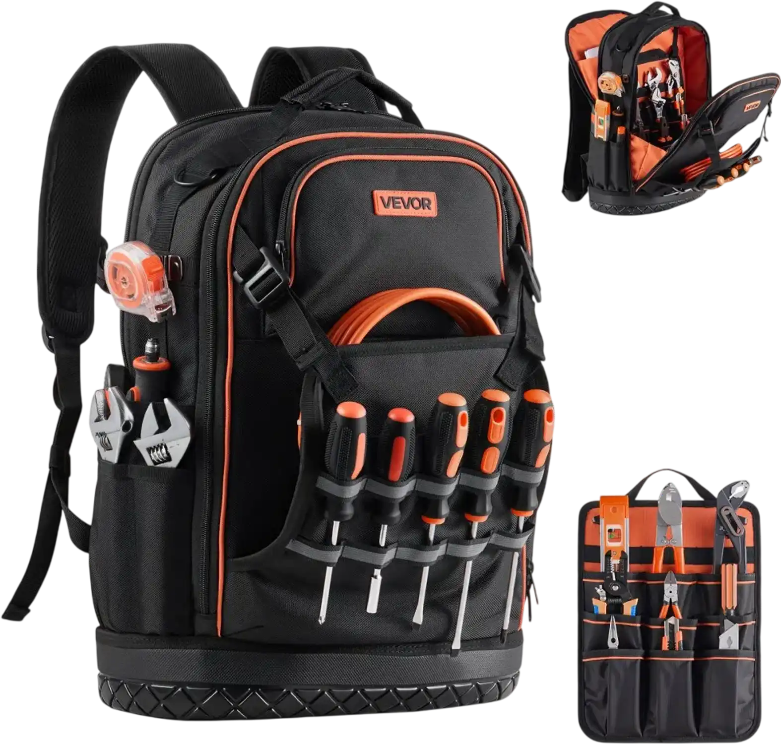 Vevor Tool Backpack Heavy-Duty 65-Pocket Jobsite Organizer with Laptop Compartment and Molded Base New