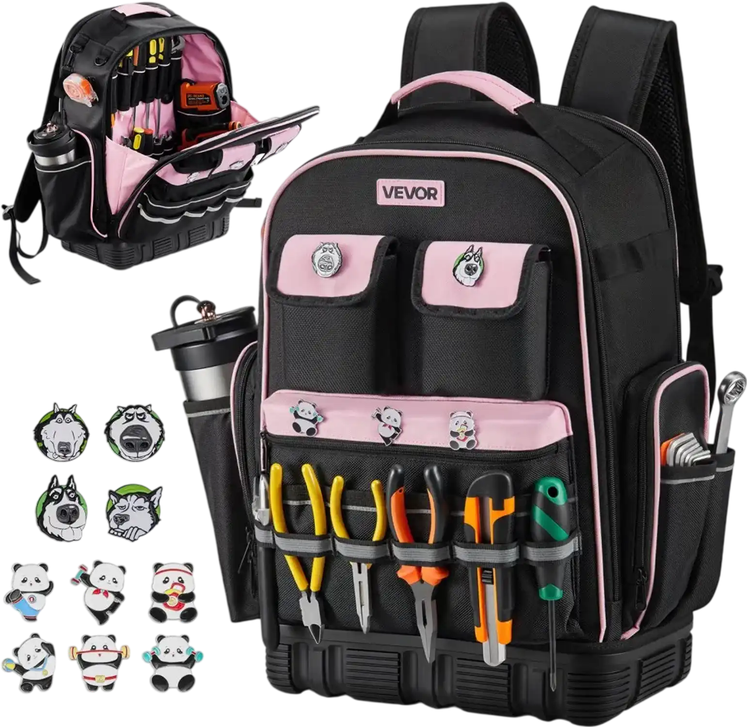 Vevor Tool Backpack Heavy-Duty 56-Pocket Jobsite Organizer with Laptop Compartment New