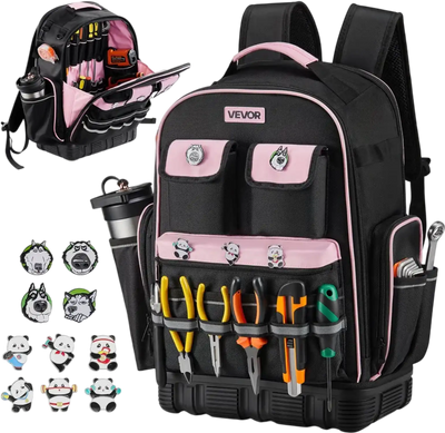 Vevor Tool Backpack Heavy-Duty 56-Pocket Jobsite Organizer with Laptop Compartment New