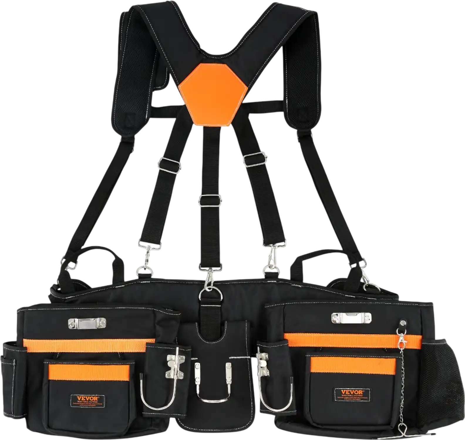 Vevor Tool Belt Heavy Duty 29-Pocket Adjustable Suspenders Black New
