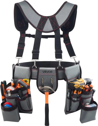 Vevor Tool Belt 22-Pocket Adjustable Utility Pouch with Suspenders New