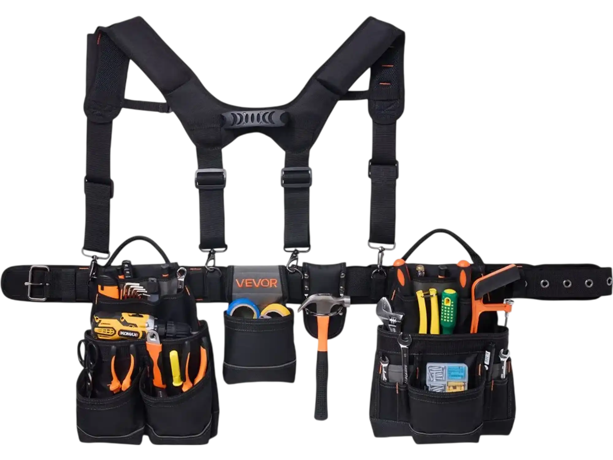Vevor Tool Belt 19-Pocket Adjustable Utility Belt with Suspenders New