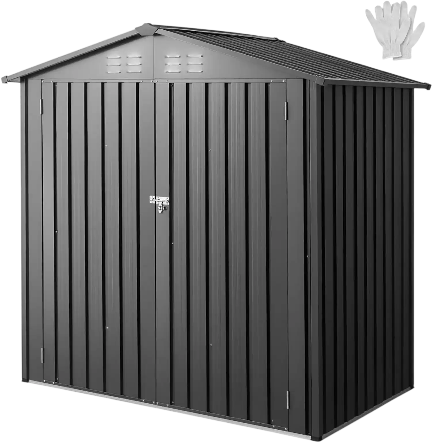 Vevor Metal Garden Shed 6' x 4' Outdoor Storage with Lockable Doors & 4 Louver Vents Gray New