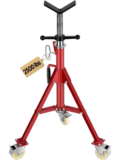 VEVOR Pipe Stand, V Head Pipe Jack Stand Adjustable Height 20-37 Inch, 2500LBS Pipe Jack Stands with Casters, Folding Portable Pipe Stands for 1/8 to 12 Inch Pipe Supporting