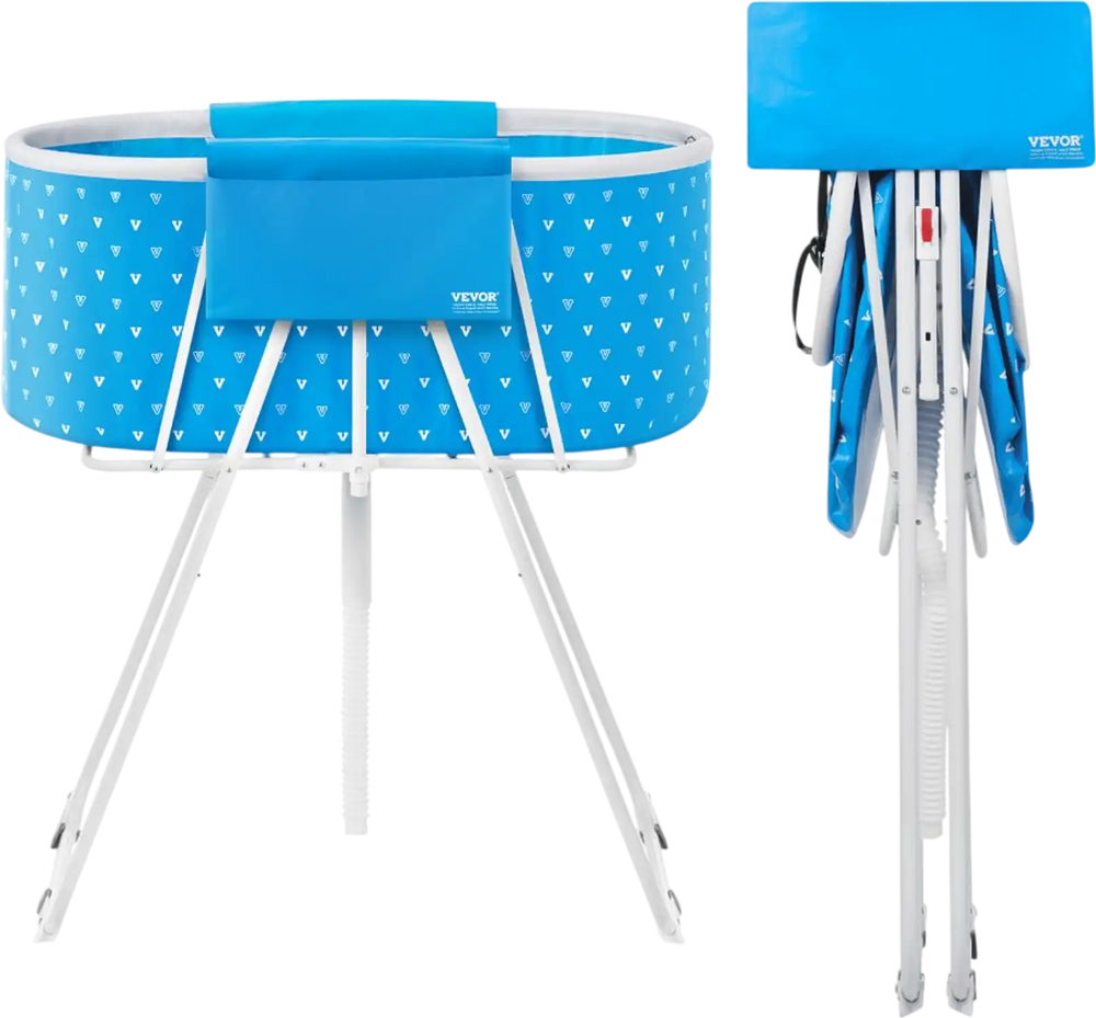 VEVOR Portable Dog Bathtub, Elevated & Foldable Space-saving Pet Shower Station with Quick Drainage, Bathing Tub for Washing & Grooming Small and Medium Size Dogs and Cats Indoor & Outdoor, Light Blue