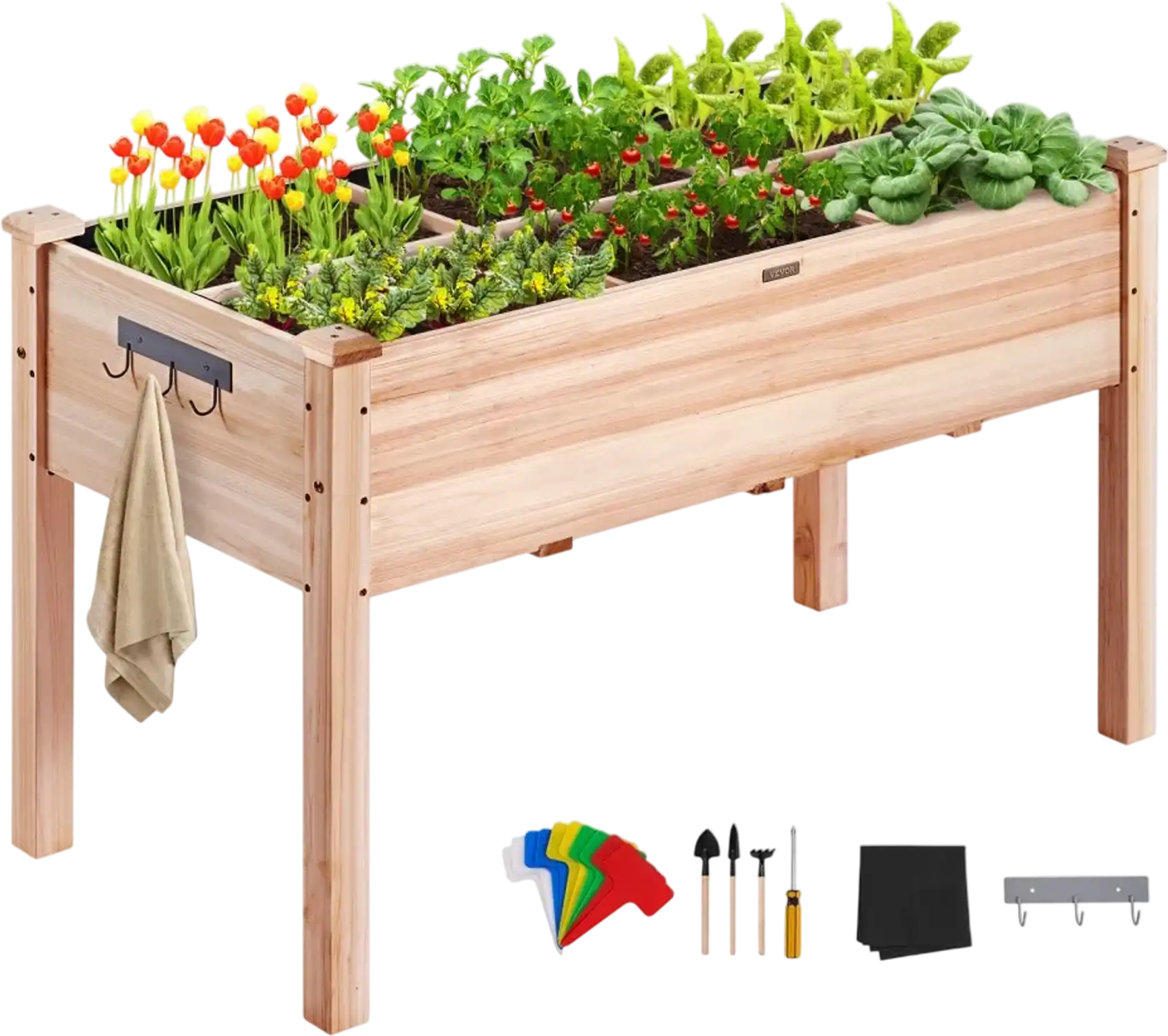Vevor Raised Garden Bed Elevated Wooden Planter Box with Legs 47.2 x 22.8 x 30