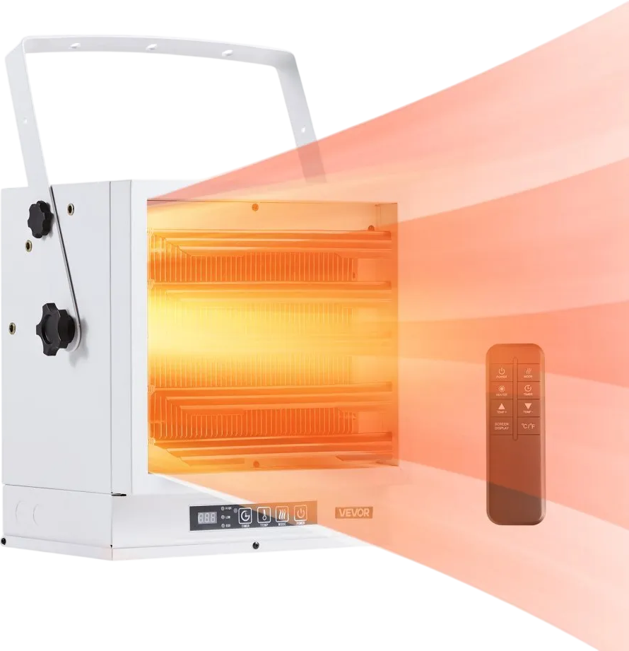 VEVOR Electric Garage Heater, 10000-Watt with Remote Control & 10 Hour Timer & Overheat Protection Wall/Ceiling Mounted Shop Heater, Commercial Fan-forced for Indoor Workshop Warehouse,240V White