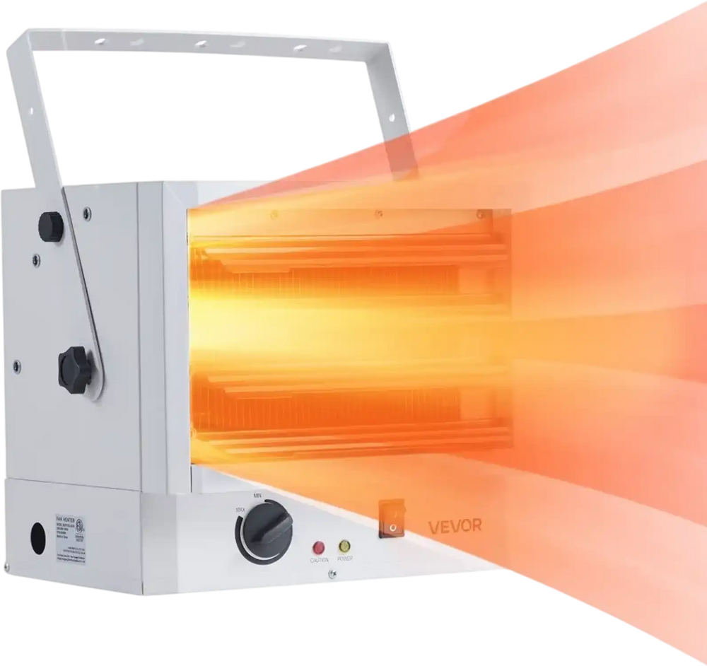 VEVOR Electric Garage Heater, 5000-Watt Wall/Ceiling Mounted Shop Heater for 2 Cars, Overheat Protection & 3 Adjustable Angles, Heavy Duty Commercial for Indoor Workshop Warehouse,240V White