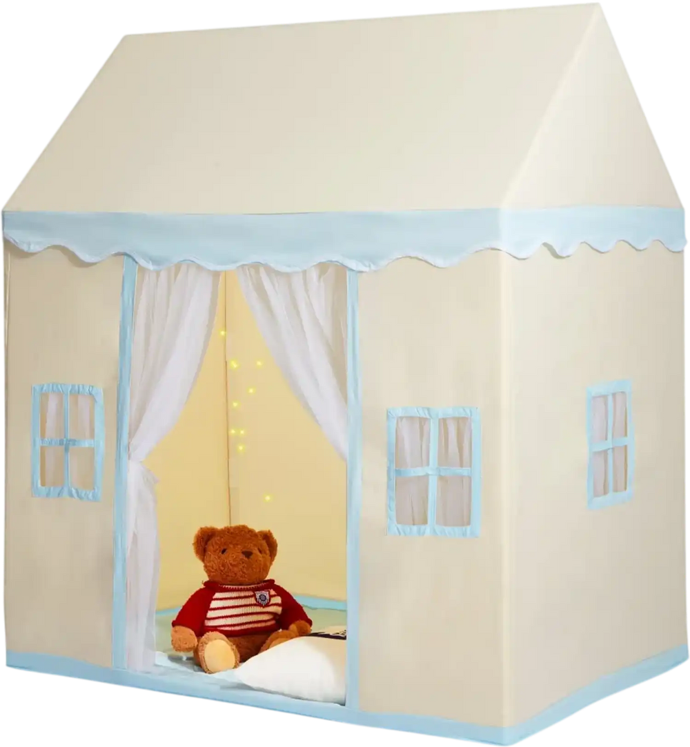 VEVOR Kids Play Tent, Kids Tent for Kids 1-5 Years Old, Toddler Tent with Mat and Tent Lamp, Tent for Kids with Windows for Indoor and Outdoor, Play House Castle Tent for Boys and Girls, Beige