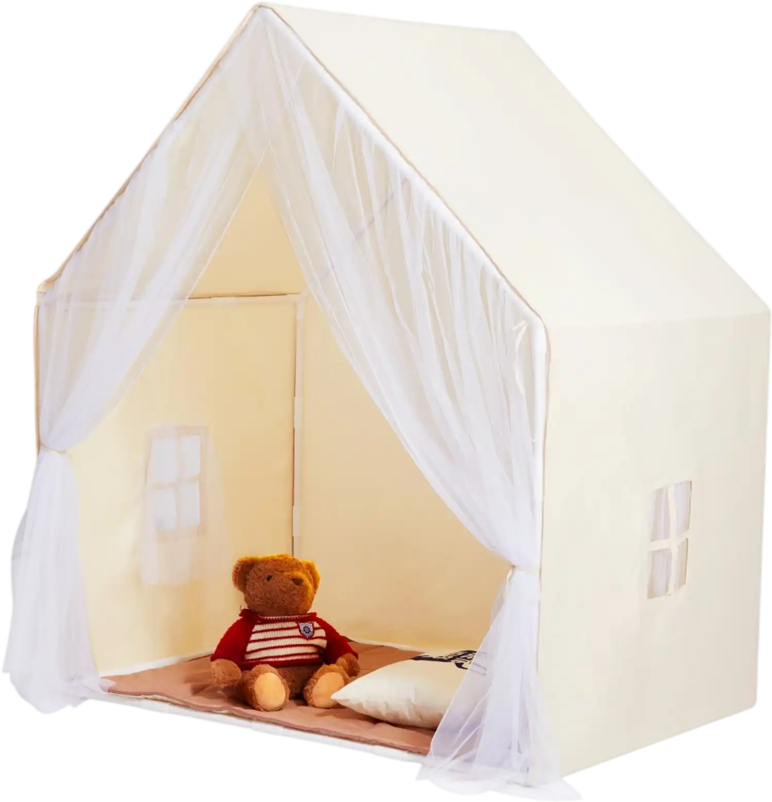 Vevor Kids Play Tent Beige Yurt Indoor Outdoor Tent with Mat and Lamp New