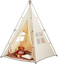 VEVOR Kids Play Tent, Teepee Tent for Kids 1-5 Years Old, Tent for Kids with Windows for Indoor and Outdoor, Foldable Toddler Tent with Mat and Carrying Bag, Kids Tent for Boys and Girls, Beige