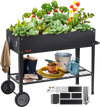 VEVOR Raised Garden Bed, 42.5 x 19.5 x 31.5 inch Galvanized Metal Planter Box, Elevated Outdoor Planting Boxes with Legs, for Growing Flowers/Vegetables/Herbs in Backyard/Garden/Patio/Balcony, Black