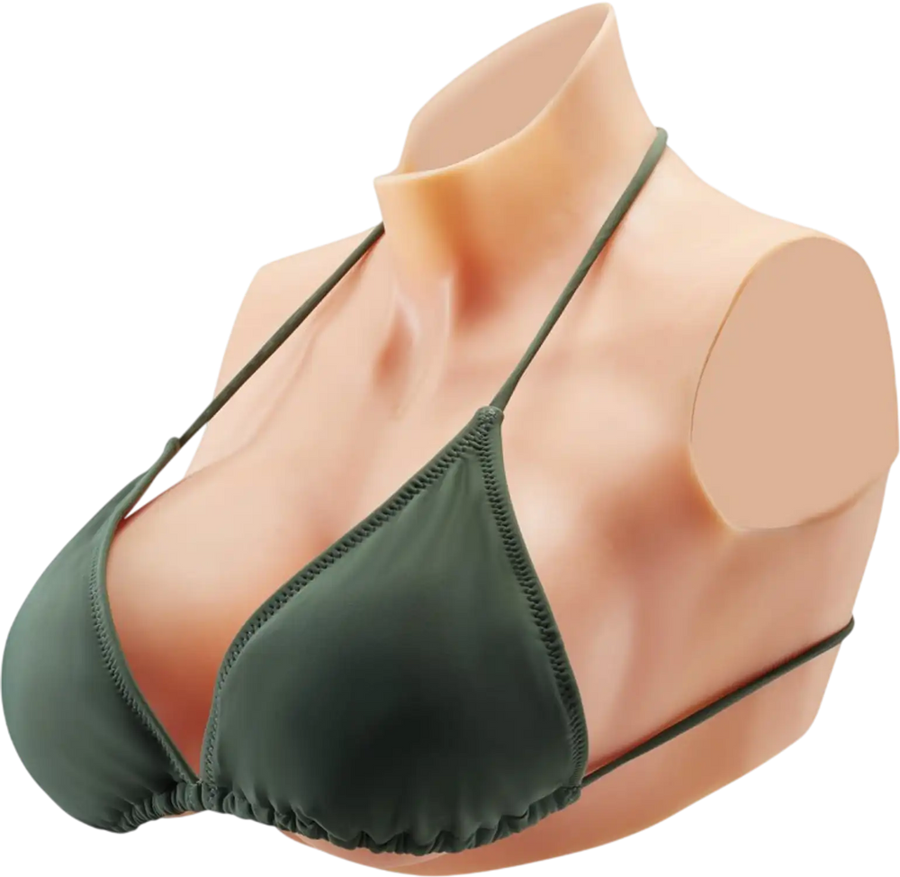 VEVOR Silicone Breastplate, E-Cup High Neckline Fake Breasts for Crossdressers, Realistic Silicone-Filled Fake Boobs Breast Forms for Transgender Cosplay Drag Queen, Ivory