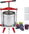 VEVOR Fruit Wine Press, 3.96Gal/15L, Stainless Steel Manual Juice Maker, Heavy Duty T-Shaped Handle & Cross-beam for Cider Apple Grape Vegetable Press, with 2 Filter Bags, for Kitchen Home Brewing