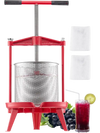 VEVOR 3.69 Gal/14L Fruit Wine Press, Stainless Steel Basket with Cross-beam and Triangular Structure, Manual Juice Maker, Cider Apple Grape Tincture Making Press with T-Handle for Kitchen Home