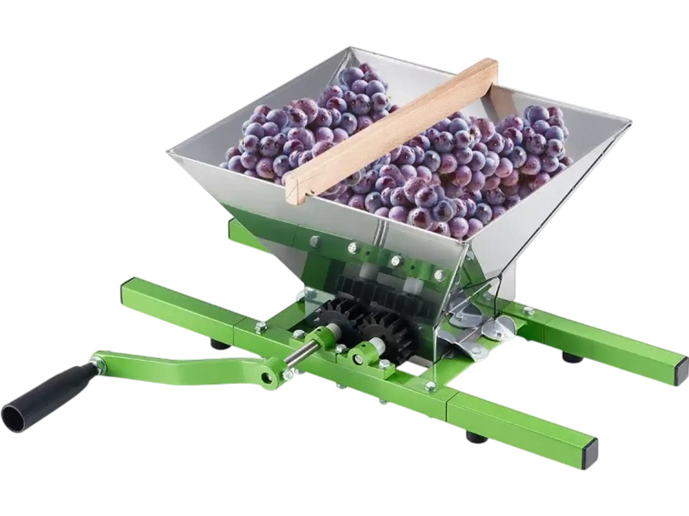 VEVOR 1.8 Gal/7L Fruit and Apple Crusher, Large Manual Grinder, Stainless Steel Fruit Scratter Pulper for Wine Cider Apple Grape Pressing, with Roller Handle for Kitchen Home, Green