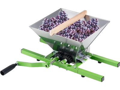 VEVOR 1.8 Gal/7L Fruit and Apple Crusher, Large Manual Grinder, Stainless Steel Fruit Scratter Pulper for Wine Cider Apple Grape Pressing, with Roller Handle for Kitchen Home, Green