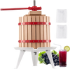 VEVOR 3.2 Gal/12L Fruit Wine Press, Solid Wood Basket with 8 Blocks, Heavy Duty Manual Juice Maker, Cider Apple Grape Tincture Honey Olive Oil Making Press with Handle for Kitchen, Home
