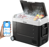 VEVOR Car Refrigerator, DC 12/24V AC100-240V Compressor Electric Cooler, -4°F to 68°F Truck Refrigerator with APP Control, Wheels & Dual Zone, 48 QT Cars Cooler for RVs, Boats, Camping, Fishing