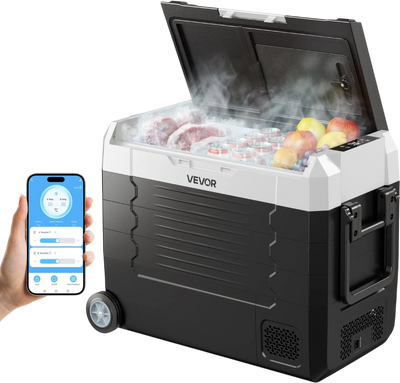 Vevor Car Refrigerator 48 QT Dual Zone Electric Cooler with App Control DC 12/24V AC100-240V New