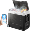 VEVOR Car Refrigerator, DC 12/24V AC100-240V Compressor Electric Cooler, -4°F to 68°F Truck Refrigerator with APP Control, Wheels & Dual Zone, 58 QT Cars Cooler for RVs, Boats, Camping, Fishing