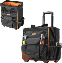 VEVOR Rolling Tool Bag, 110 lbs Load Capacity, 25 Pockets Heavy Duty Roller Tool Bag on Wheels, Adjustable Telescoping Handle & Stable Base, Toolbag Organizers with Wheels for Construction, Mechanic