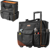 VEVOR Rolling Tool Bag, 110 lbs Load Capacity, 25 Pockets Heavy Duty Roller Tool Bag with Adjustable Telescoping Handle & Stable Base, Toolbag Organizers with Wheels for Electrician, Construction