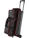 VEVOR Bowling Ball Bag, 3 Ball Double Roller Bowling Bag with Wheels, Featuring a Separate Compartment for Shoes (Up To US Size 16) & Oversized Accessory Pocket, Retractable Handle Extends to 41.34 in